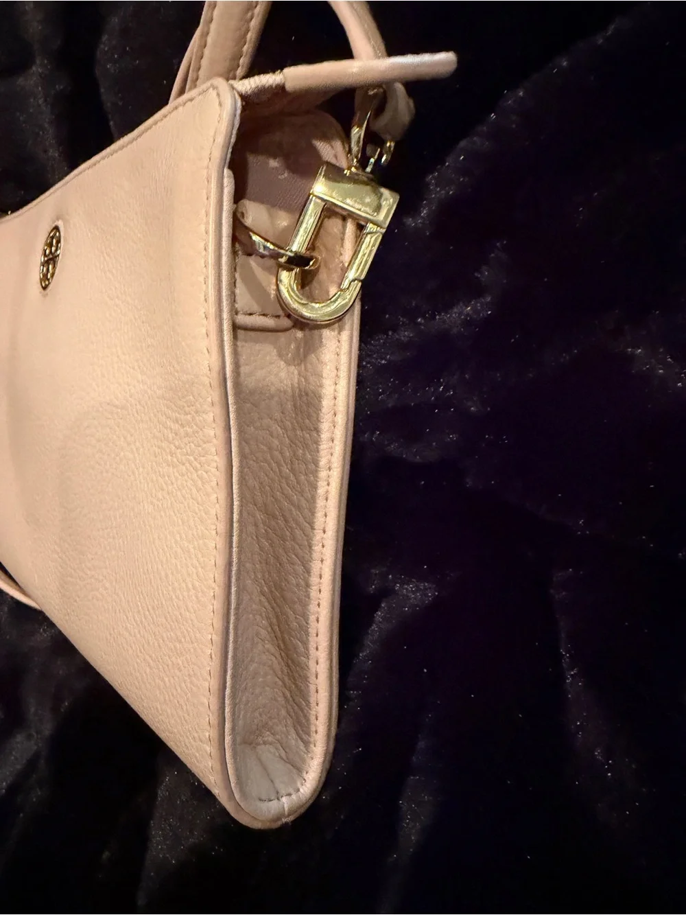 Tory Burch Pale Pink/Nude Leather Robinson Clutch and Crossbody Bag
